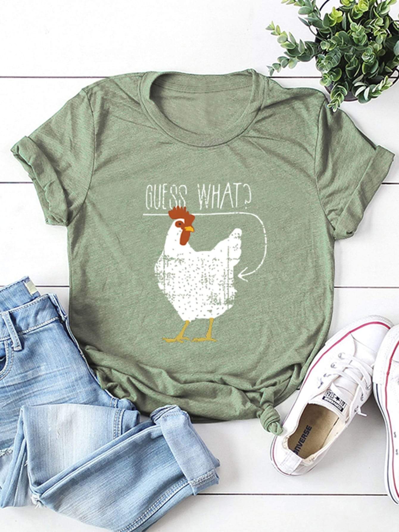 Chicken And Letter Graphic Tee