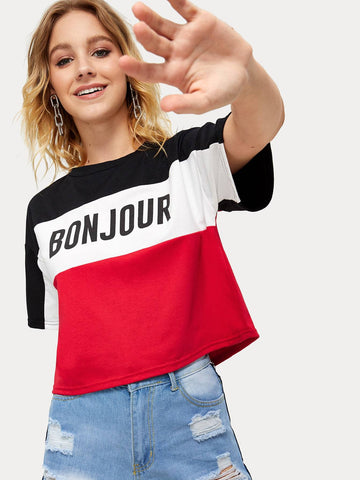 Cut And Sew Letter Graphic Tee