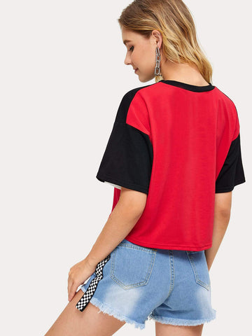 Cut And Sew Letter Graphic Tee