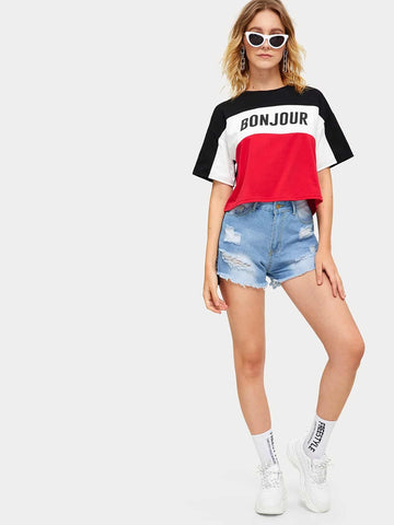 Cut And Sew Letter Graphic Tee
