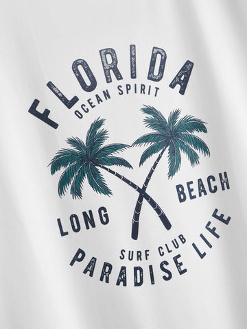 Tropical & Letter Graphic Print Tee