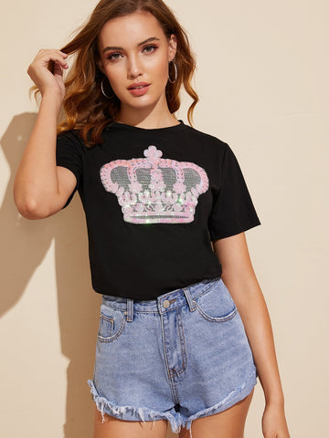 Contrast Sequin Tee