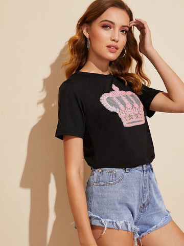Contrast Sequin Tee