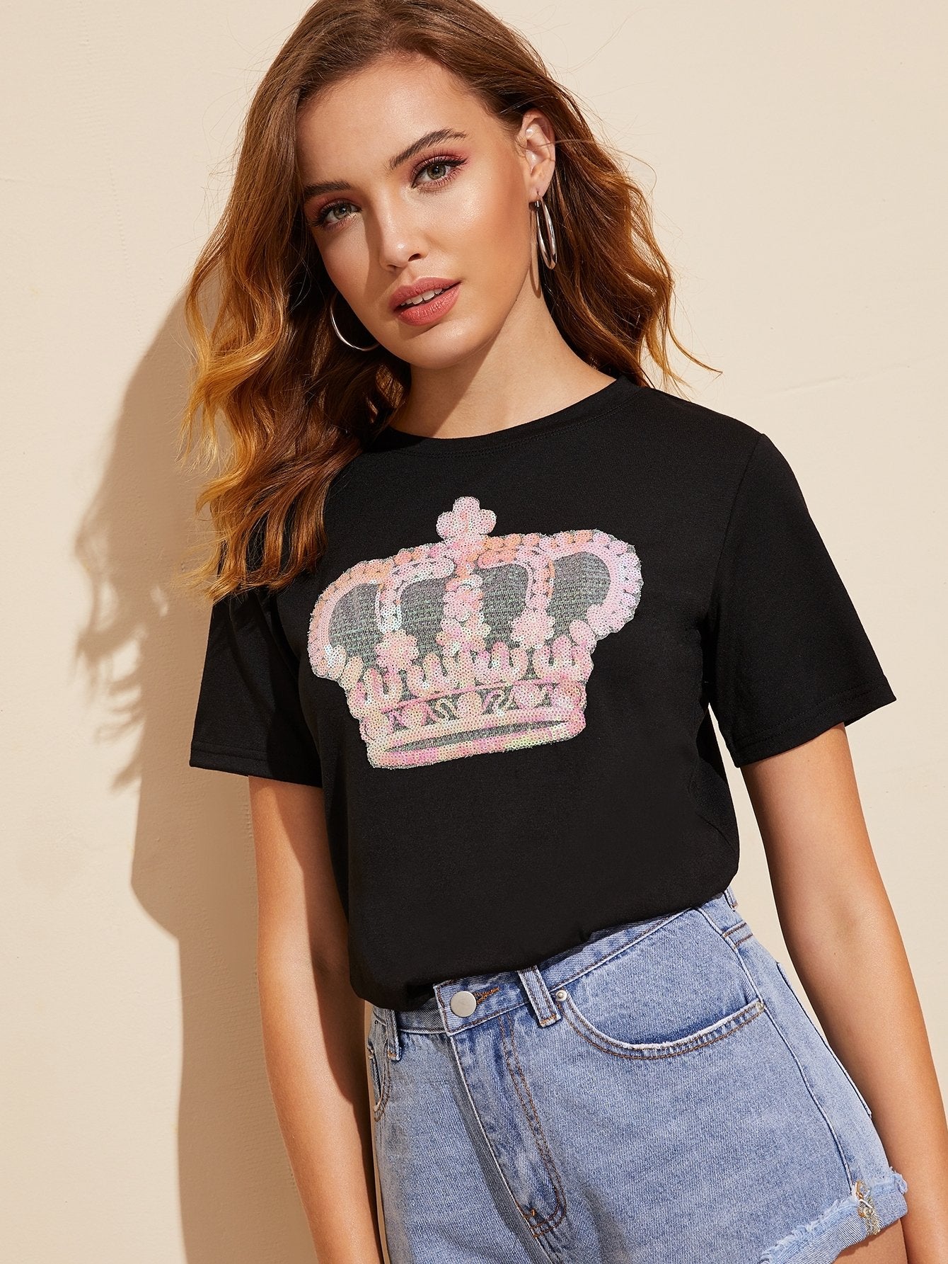 Contrast Sequin Tee