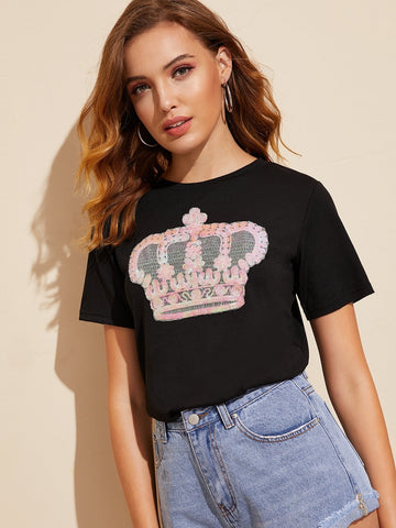 Contrast Sequin Tee