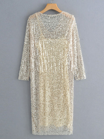 Solid Cami Dress & Sequin Overlay Dress