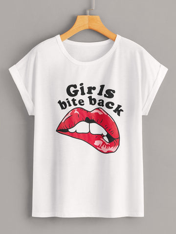 Lip & Letter Print Tee