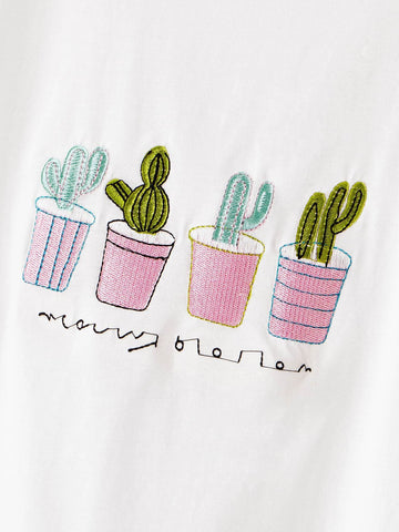 Potted Plant Embroidered Tee