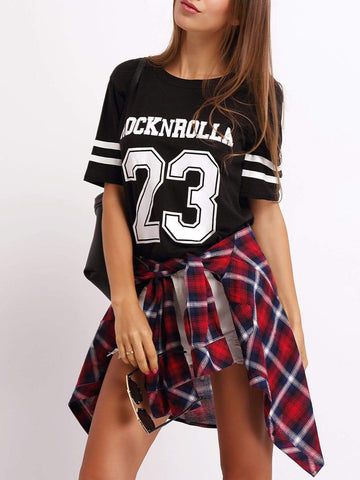 Varsity Striped Letter Print T-Shirt