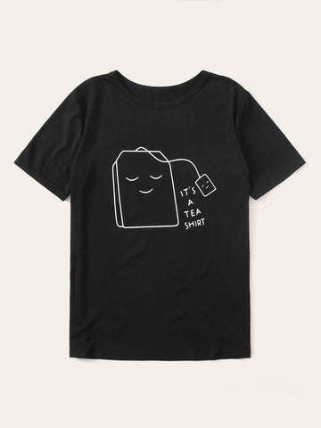 Letter And Cartoon Graphic Tee