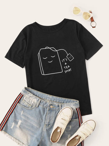 Letter And Cartoon Graphic Tee