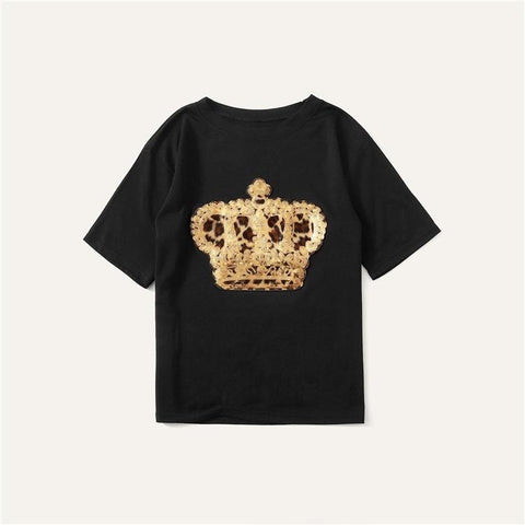 Contrast Sequin And Leopard Tee