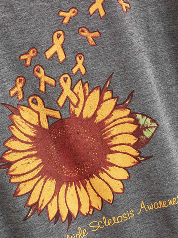 Sunflower & Letter Print Tee