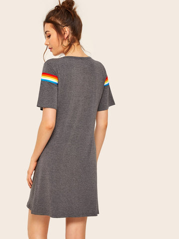 Rainbow Striped Tape T-shirt Dress