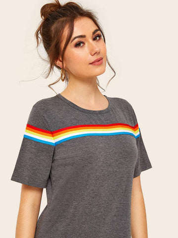 Rainbow Striped Tape T-shirt Dress