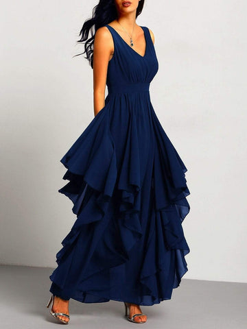 Chiffon Backless Asymmetrical Hem Prom Dress