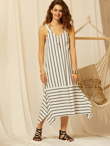 SBetro Hanky Hem Striped Print Dress