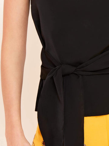 Tie Front Sleeveless Blouse