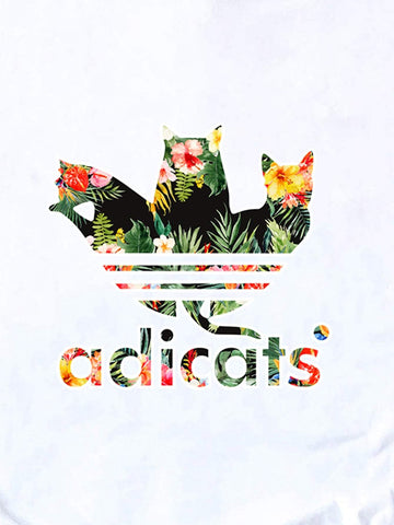 Tropical Letter And Cat Print Tee