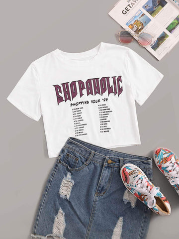 Letter Graphic Crop Tee
