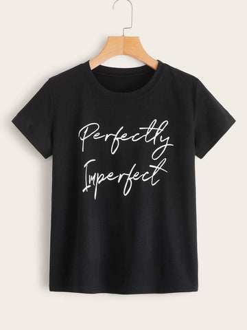 Slogan Graphic Round Neck Tee