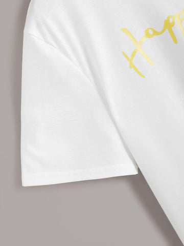 Letter & Figure Graphic Tassel Detail Tee