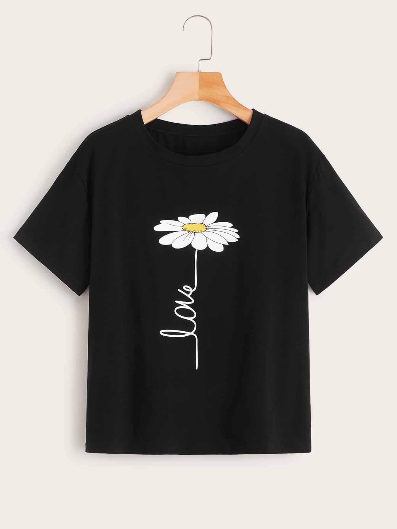 Large Floral Print Tee