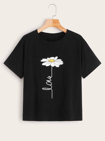 Large Floral Print Tee