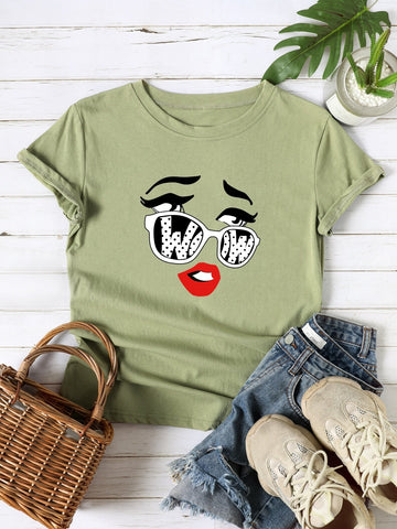 Eyes And Lip Print Tee
