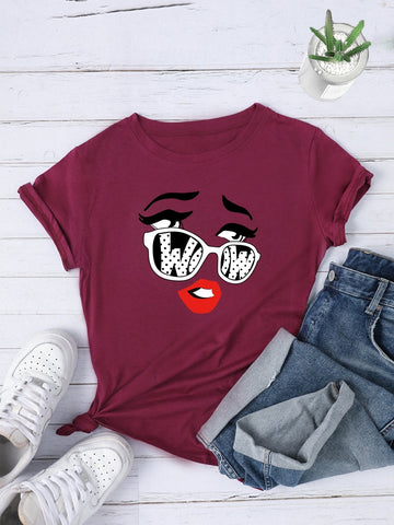 Eyes And Lip Print Tee