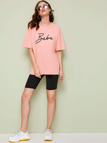 Letter Graphic Drop Shoulder Tee