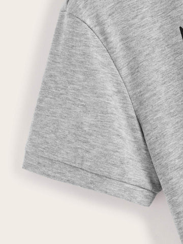 Contrast Sequin Lip Slogan Graphic Tee