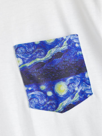 Contrast Painting Pocket Tee