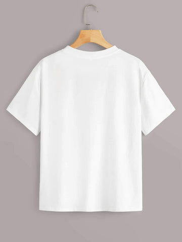 Contrast Letter Print Pocket Tee