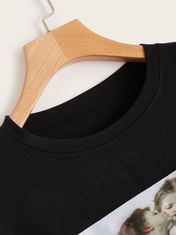 Figure & Letter Graphic Tee