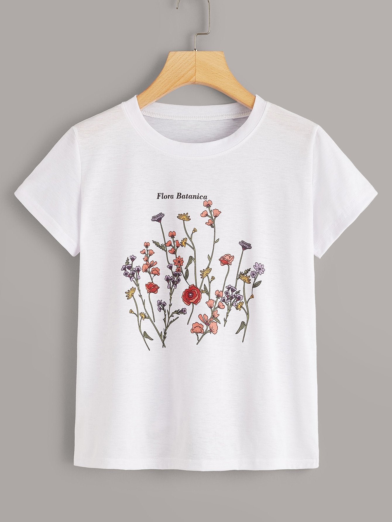 Floral And Letter Print Tee