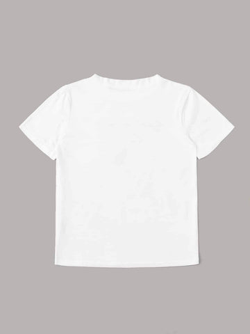 Slogan And Cat Graphic Tee
