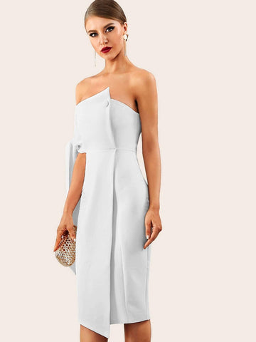 Adyce Zip Back Wrap Knotted Midi Dress