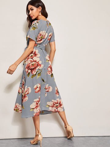 Floral Print Belted Dress