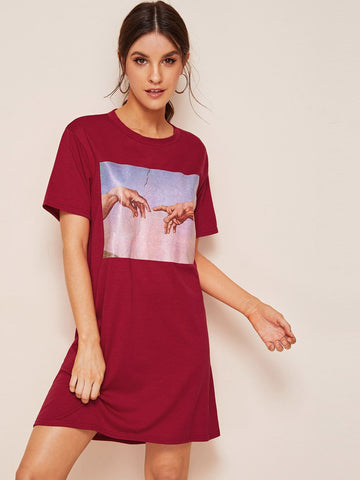 Hand Print T-shirt Dress