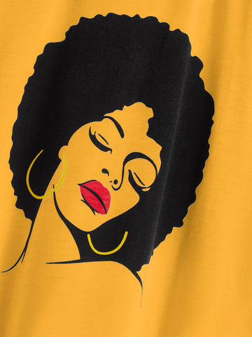 Round Neck Figure Print Tee