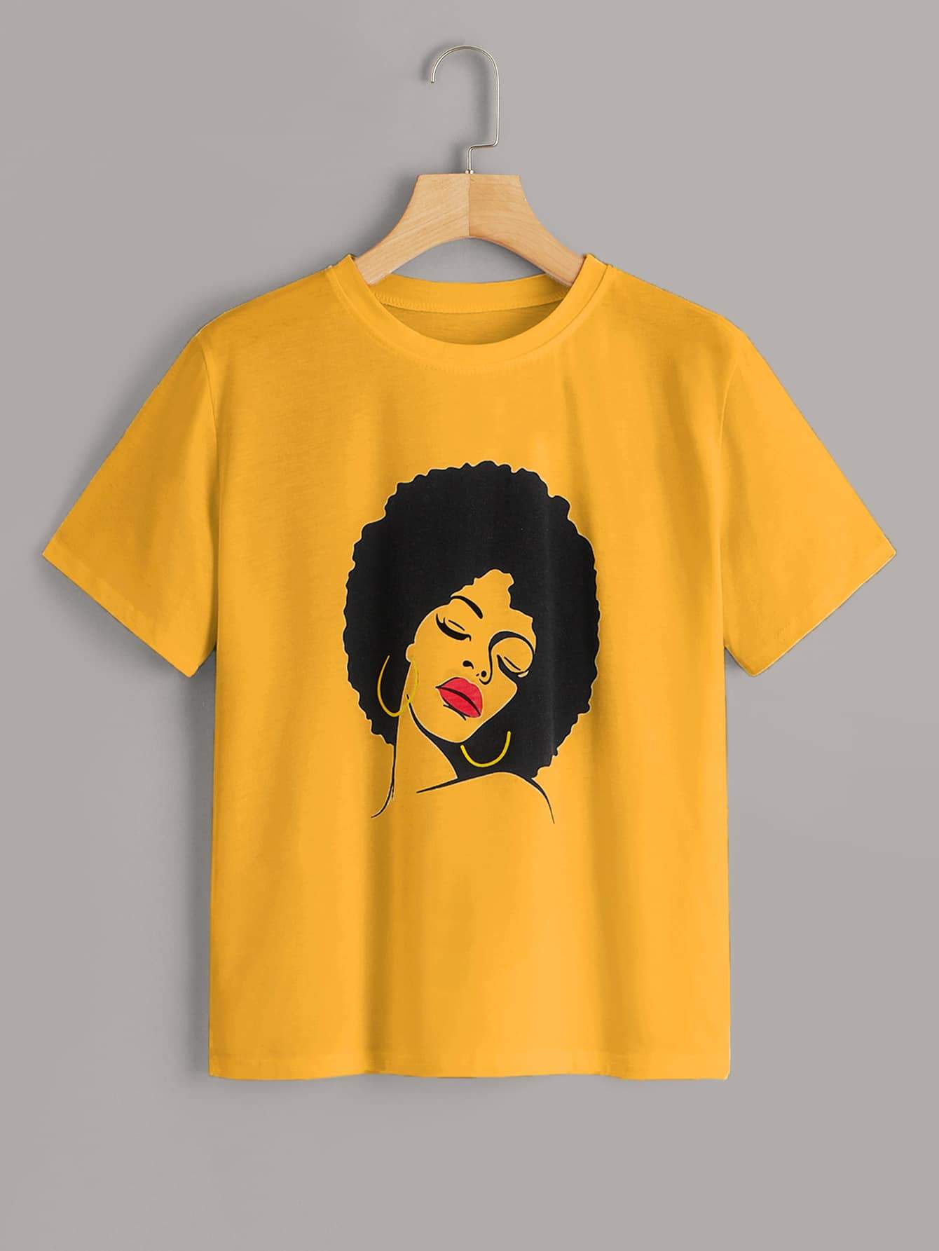 Round Neck Figure Print Tee