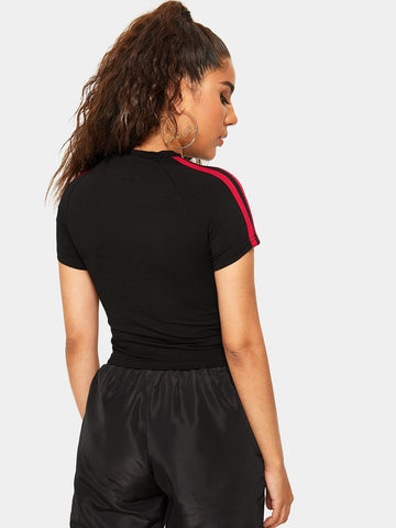 Dragon Print Side Striped Skinny Tee