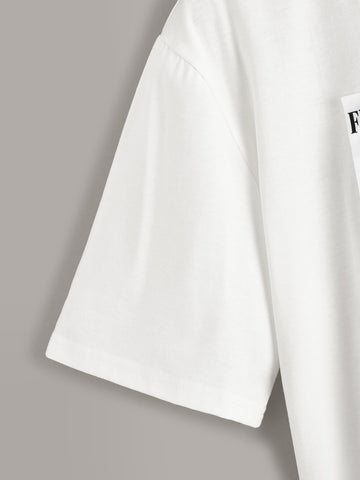 Figure And Letter Print Tee