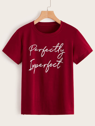 Slogan Graphic Round Neck Tee