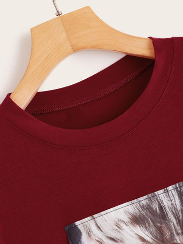 Figure Print Bow Front Tee