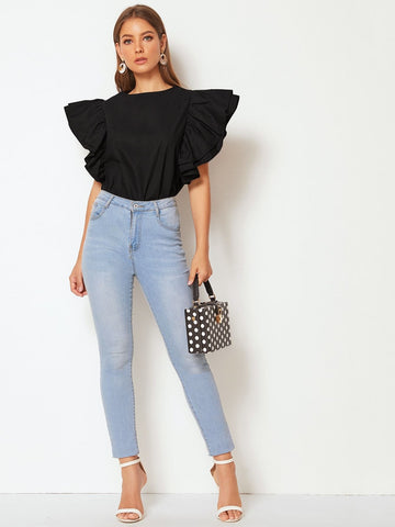 Ruffle Sleeve Blouse