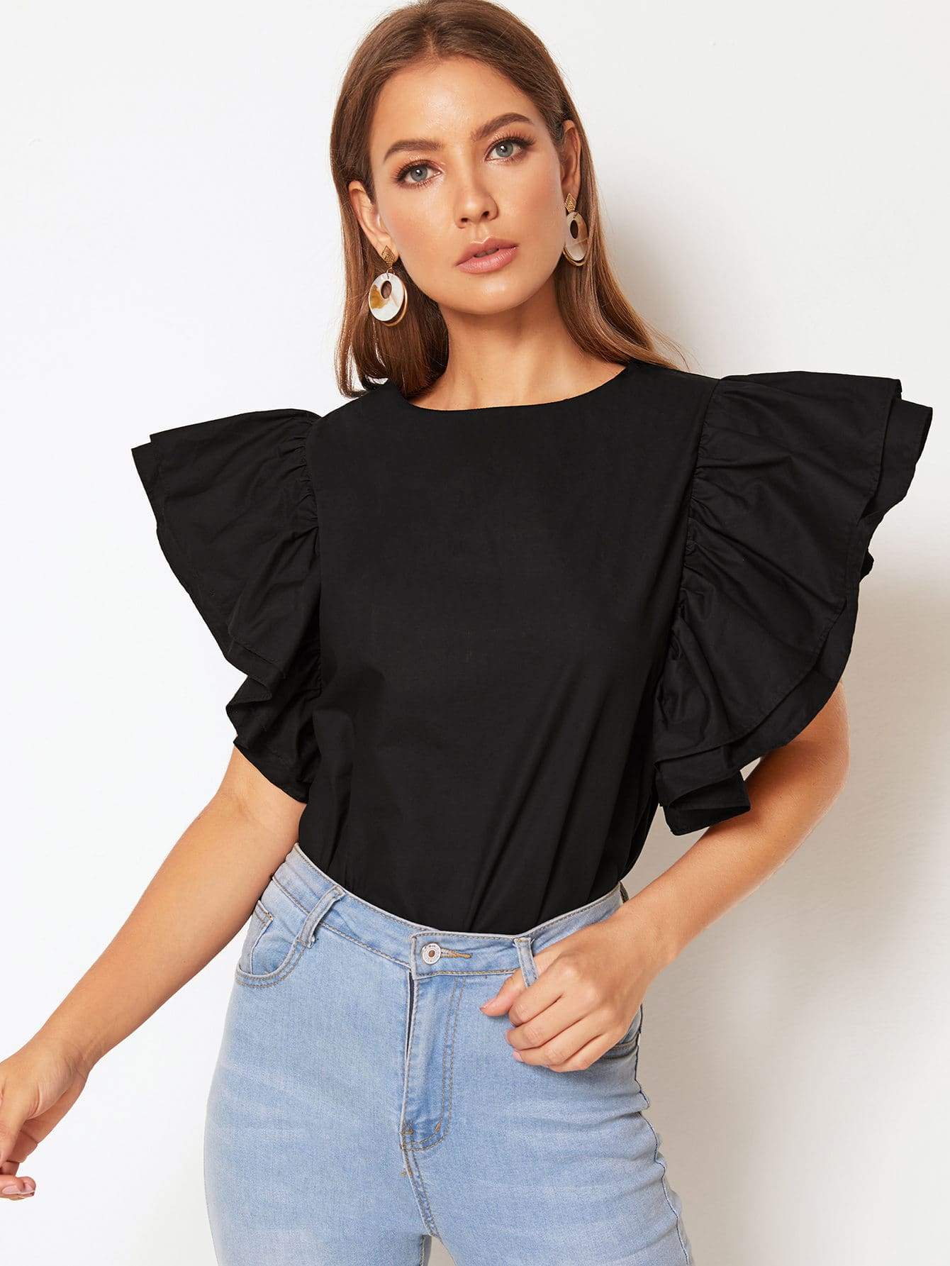 Ruffle Sleeve Blouse