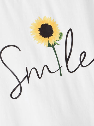 Sunflower & Letter Graphic Tee