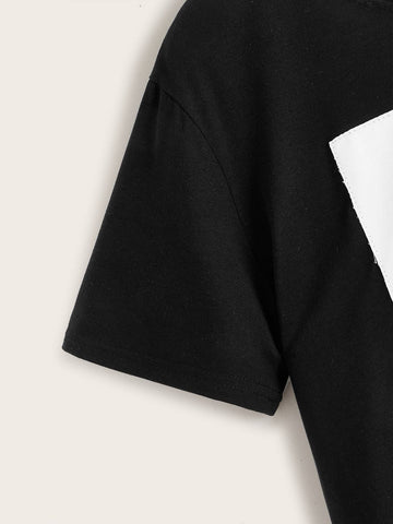 Figure Print Stereo Flowers Tee